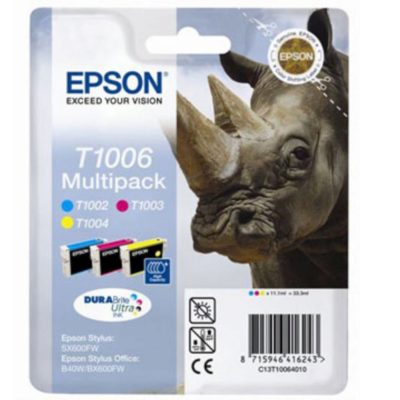 Epson Rhino T1006 DURABrite Ultra Ink, Ink Cartridge, Cyan, Magenta, Yellow Multipack, C13T10064010 Epson Rhino T1006 DURABrite Ultra Ink, Ink Cartridge, Cyan, Magenta, Yellow Multipack, C13T10064010